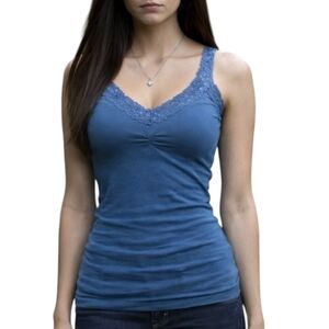 Kismet Y2K Cami Top Women Small Bella Elena Fitted Long Fairy Stretch Lace Blue